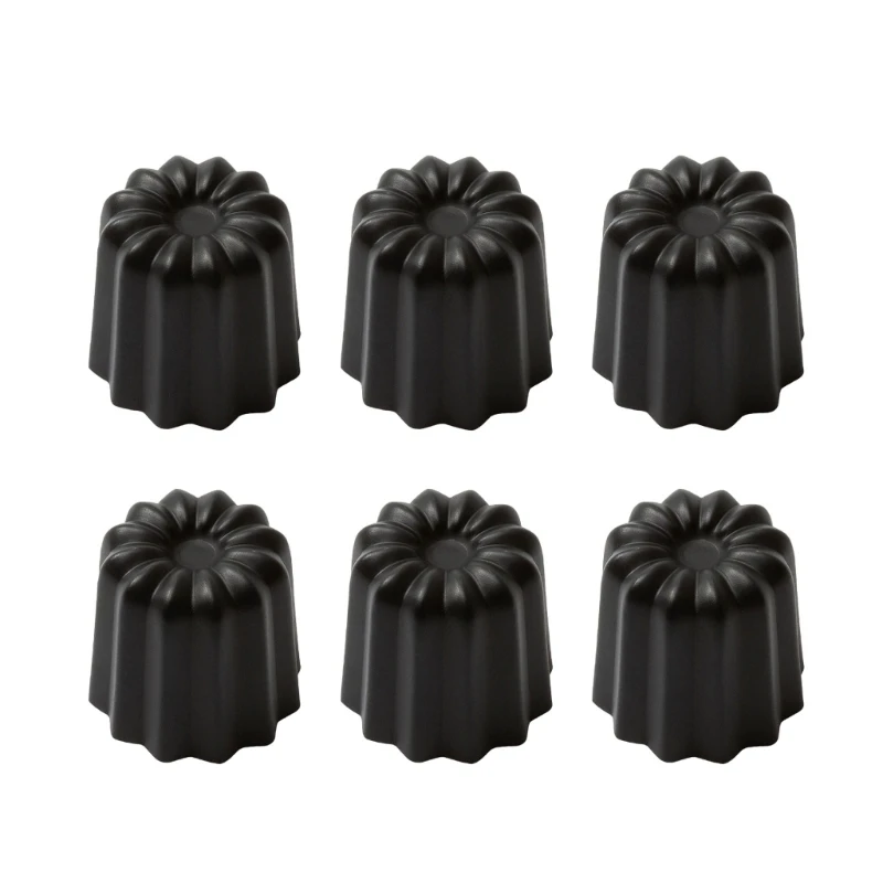 

Pack of 6 Cannele Cake Molds Bakewares for Puddings and Mousses Aluminum Alloy Baking Moulds for Dessert Enthusiasts