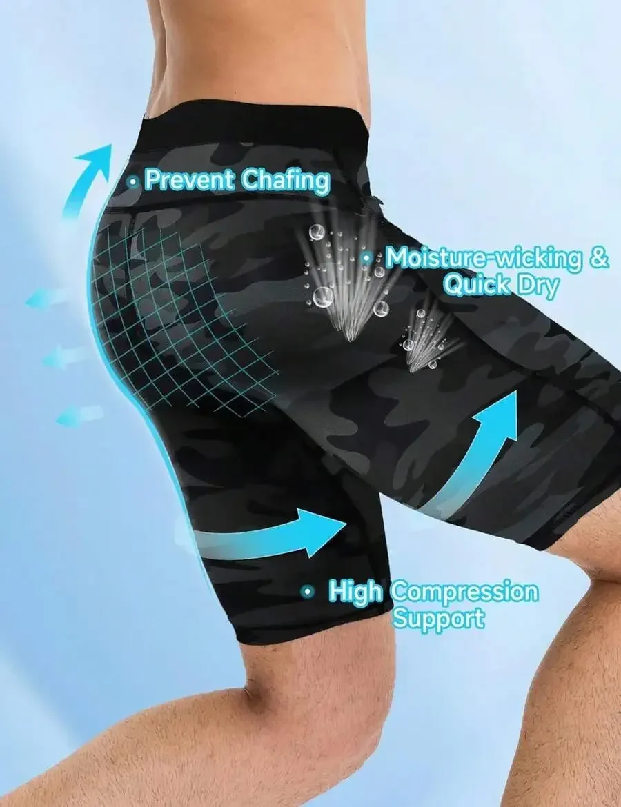 

Mens Compression Shorts Running Workout Spandex Cooling Performance Underwear With Zipper Pocket