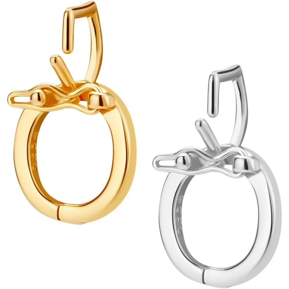

2pcs 925 Sterling Silver Enhancer Clasps Jewelry Clasps Connector Bracelet Extension Clasp Pendant Bail Double Open Clasps