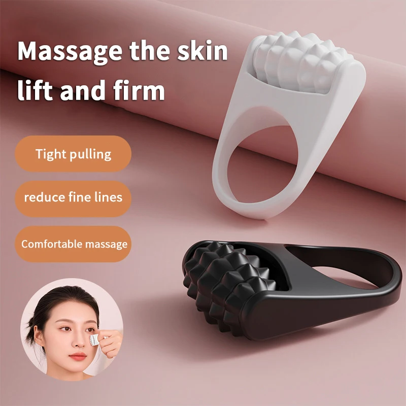 Rolo de massagem facial manual, massageador de levantamento facial, bastão de massagem, anel, ferramenta de cuidados de beleza, silicone, portátil, viagem/casa