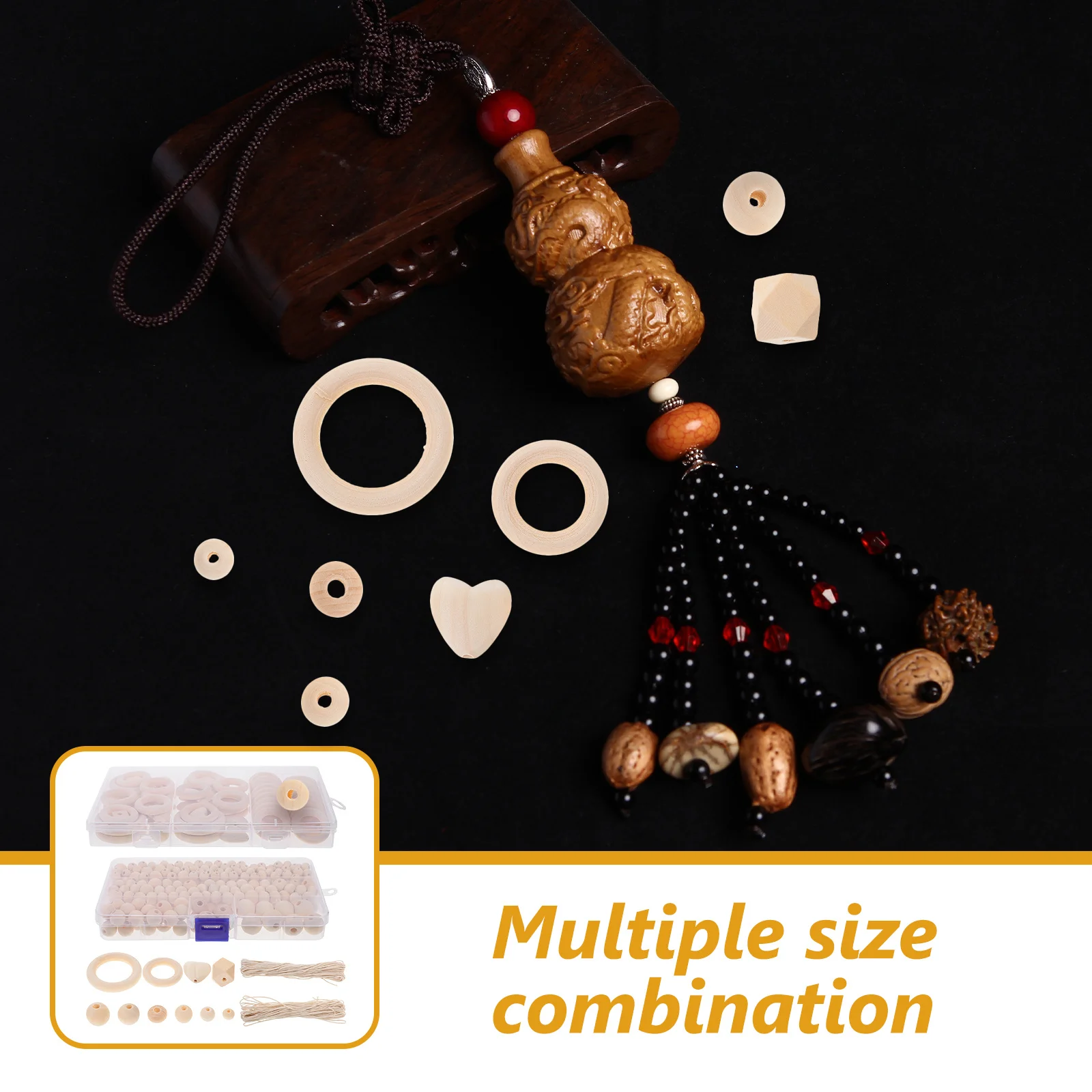

1Set Decorative Wooden Loose Beads DIY Craft Jewelry Making Accessories Spacer Beads for Bracelets Necklaces Earrings