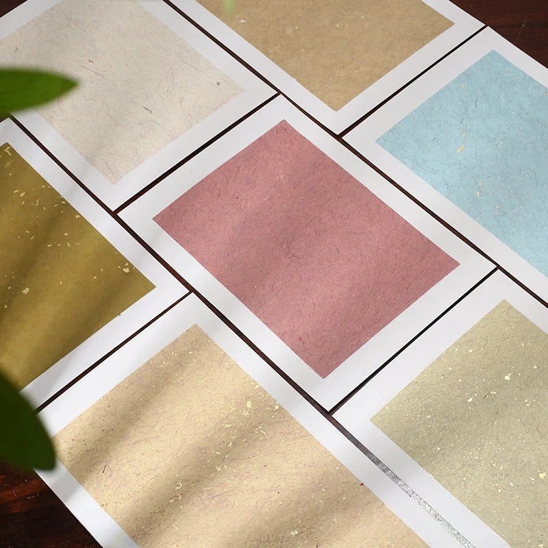 Half Raw Rice Paper Color Linen Soft Card Sheet Thick Frameless Traditional Chinese Brush Calligraphy Practice Xuan Paper Cards