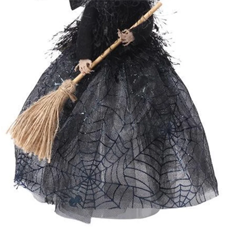 Chapeau de Sorcière et Balai de Sorcière Noir, Décoration d'Halloween, Voile de Sorcière au Beurre, 11 ans