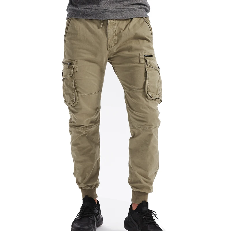 

New Cotton Men Cargo Pants Khaki Casual Men Joggers Cargo Multi-Pocket Fashion Black Army Light gray Trousers Work Wear