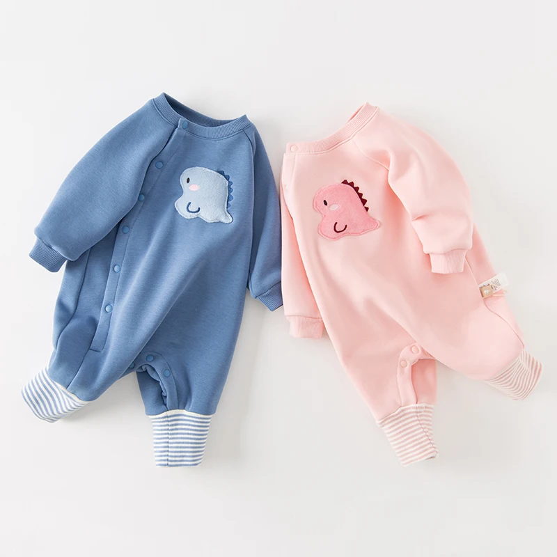 Dave Bella Baby Jumpsuit Creeper Bodysuit for Newborns 2023 Autumn Winter New Boys Girls Plush Romper Cartoon Lovely DB4237350