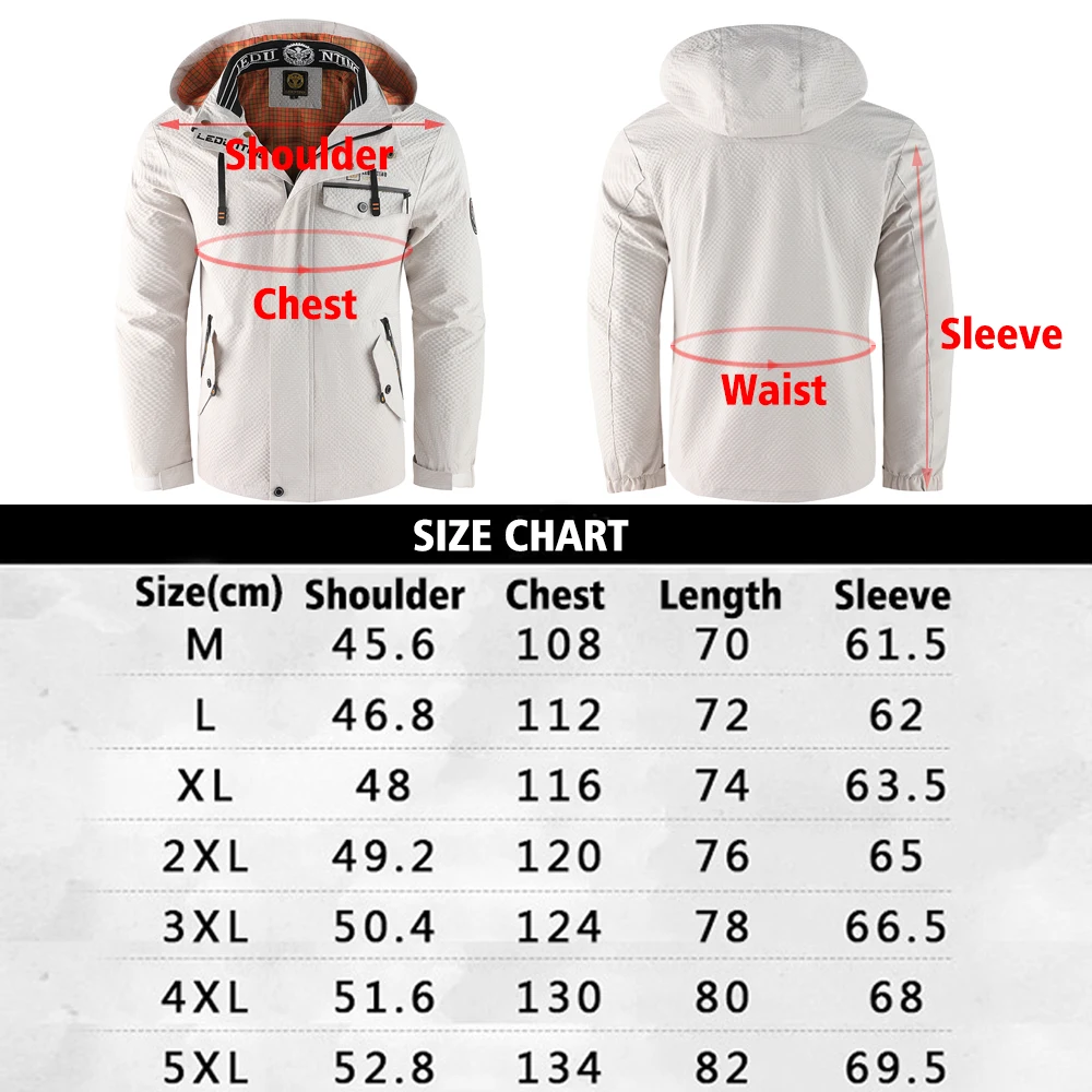 Men\'s Outdoor Sports Hooded Windproof Jacket Waterproof Rain Coat Casual Softshell Jacket with Multiple Pocket For Outdoor