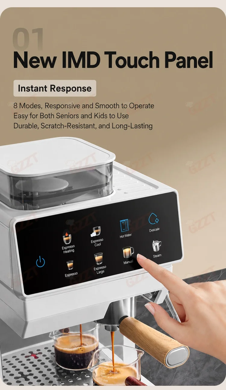 1. 20Bar Pump Pressure Espresso Brewing Maker, Italian 1.8L Water Tank Hot Cold Double Extraction Equipped With Milk Frother