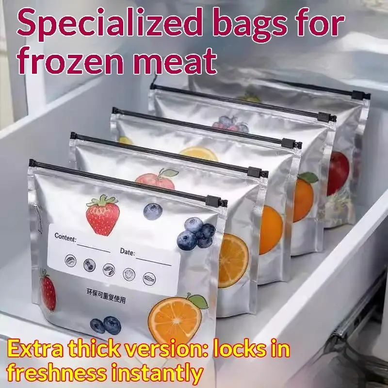 10pcs Aluminum Foil Storage Bags Freezer Sealed Organizers Food Packaging Reusable Pantry Odor-Proof Bag Kitchen Essential