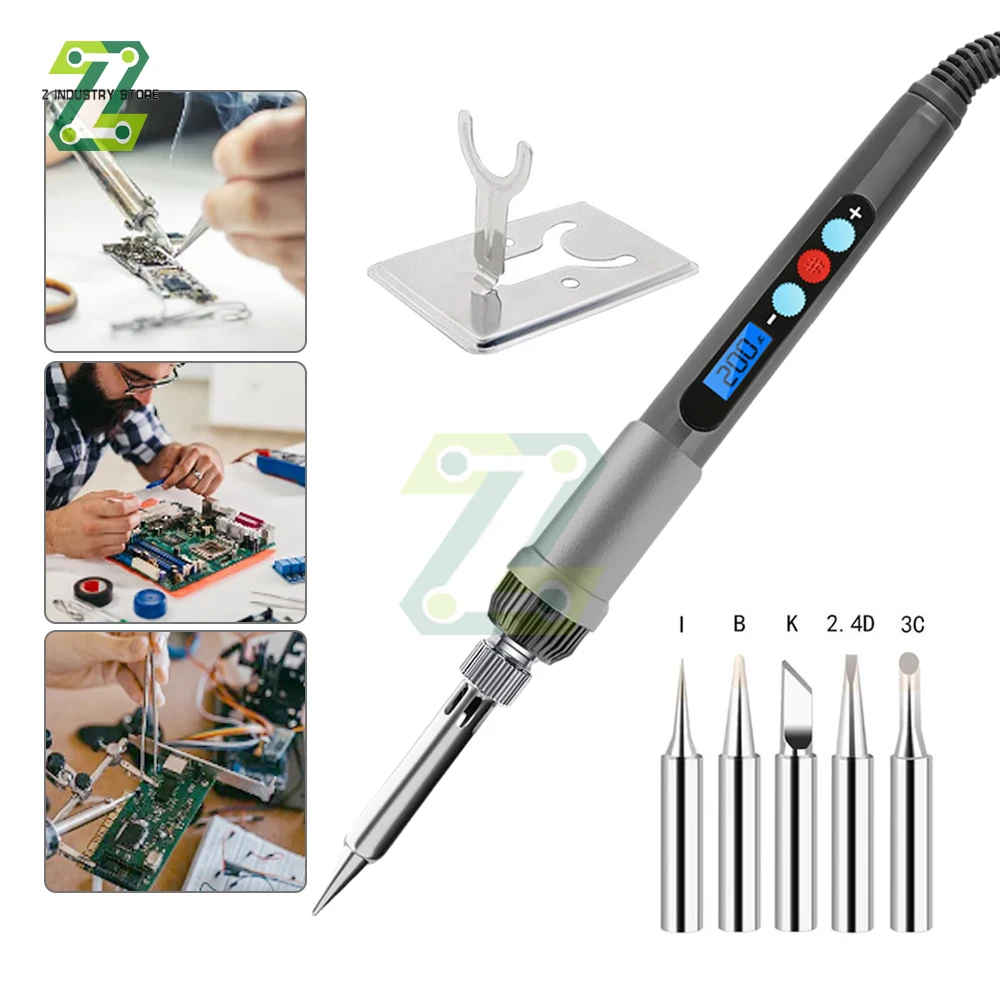 

60W LCD Electric Soldering Iron Digital Display Adjustable Temperature 220V / 110V Welding Solder Desoldering Repair Tools Kit