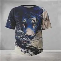 

Blue domineering men's 3D printed T-shirt, summer hot item, personalized and casual