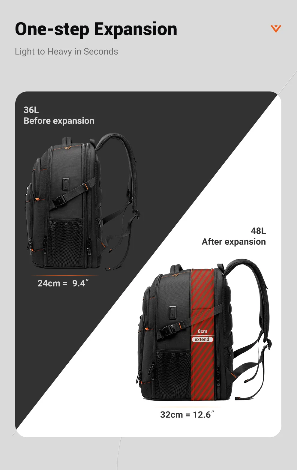 Heroic Knight Multi-function Business Backpack For Men Travel Expandable 17.3" Laptop Bag USB Waterproof Stylish College Daypack
