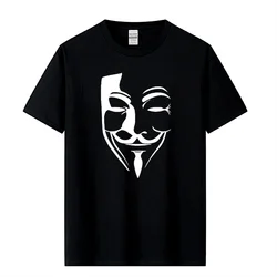 Men's High Quality 100% Cotton T-shirt V Word Vendetta Printing Summer Loose Male T-shirt Casual Men T-shirt Hip Hop Tops