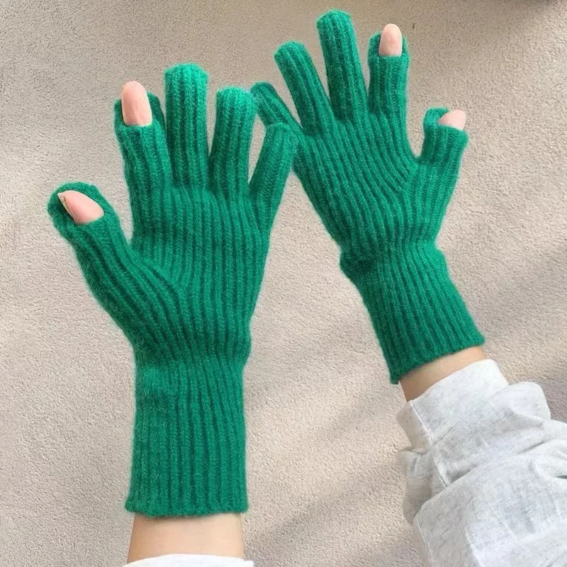 New Touch Screen Gloves for Playing Phone Women Winter Thicken Warm Knitted Stretch Gloves Full Finger Outdoor Skiing Gloves Y2K