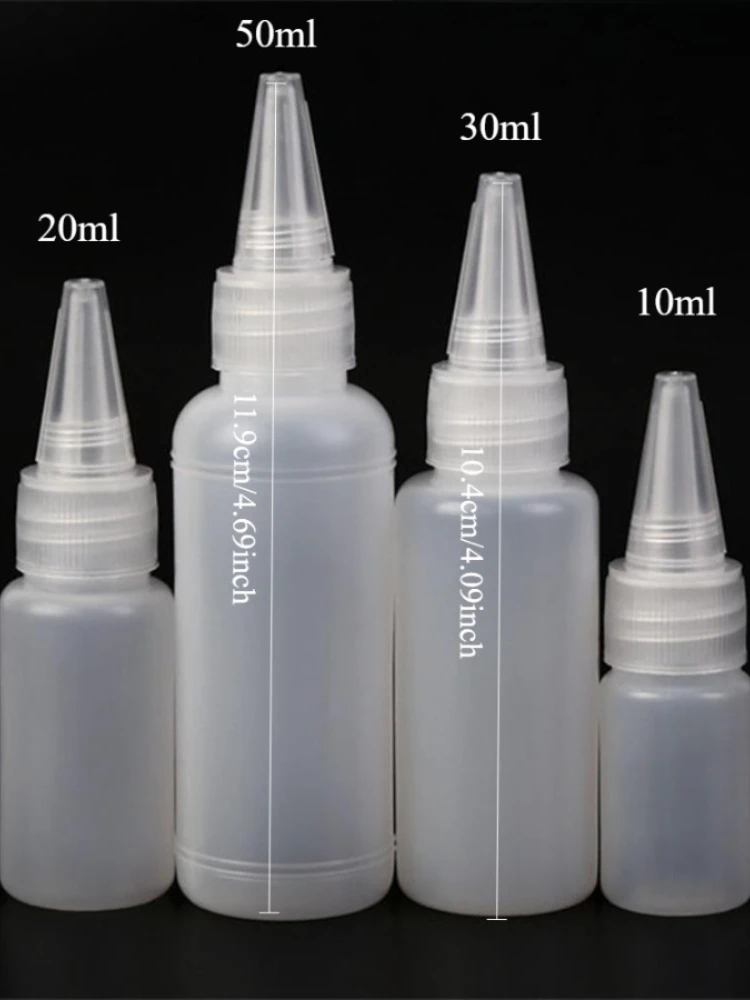 10 stücke Leere PE Kunststoff Kleber Flaschen Mit Schraube-On Deckel Squeeze Flüssigkeit Tinte Öl Dropper Flaschen 10ML/20ML30ML/50ML Großhandel
