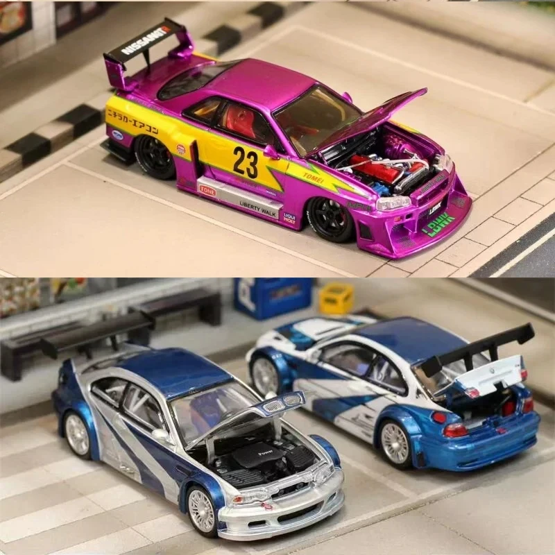 SW /Ghost Player 1:64 LBWK ER34 LB-ER34 Super Electroplated Purple / M3 E46 NFS Silver Blue Diecast Model Car