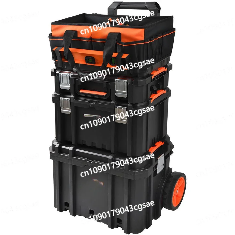 Combined Tie Rod Toolbox Stacked Three-layer Storage Box with Wheel Movable Door and Window Installation Tool Box Car