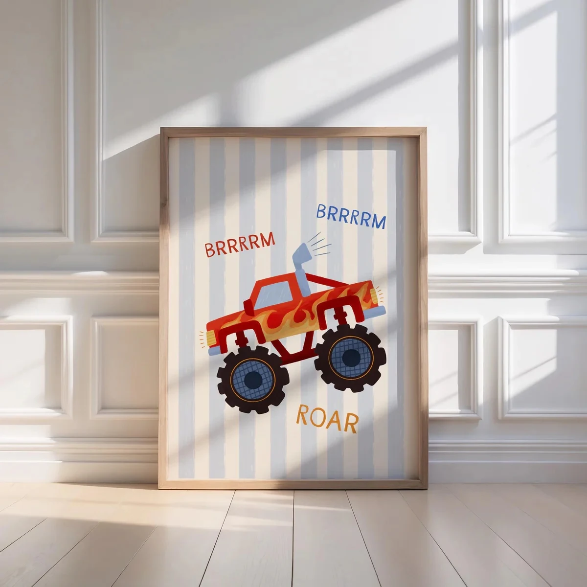 Modern,Cartoon Car With Big Tires Wall Art Print Canvas Painting Poster Picture For Kids Room,Living Room Home Decor