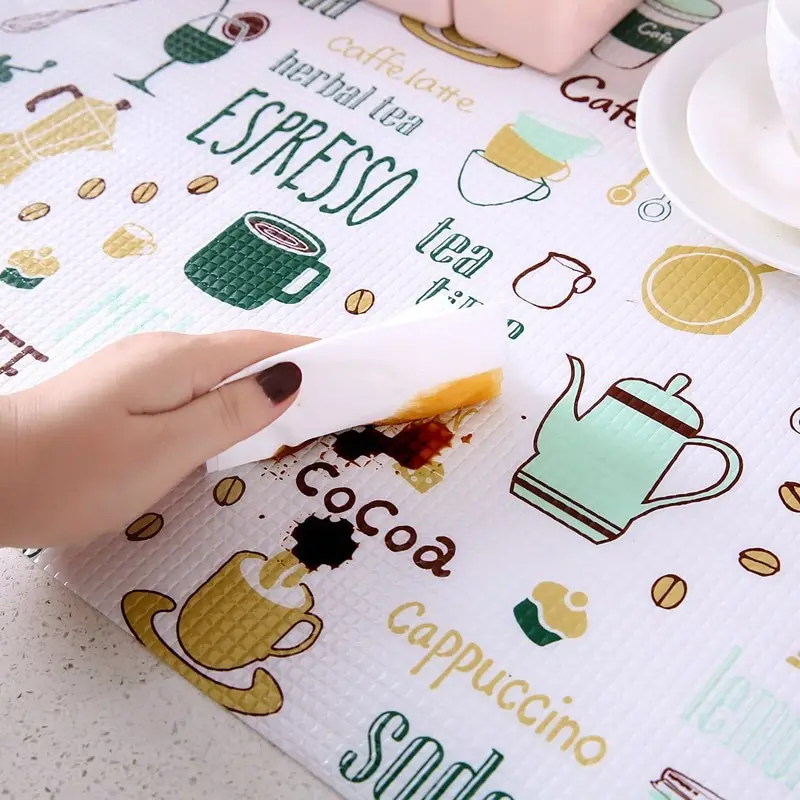 1 Roll Can Cut Table Mat Drawers Cabinet Shelf Liners Cartoon Cupboard Placemat Waterproof Oil Thickened Kitchen Stickers