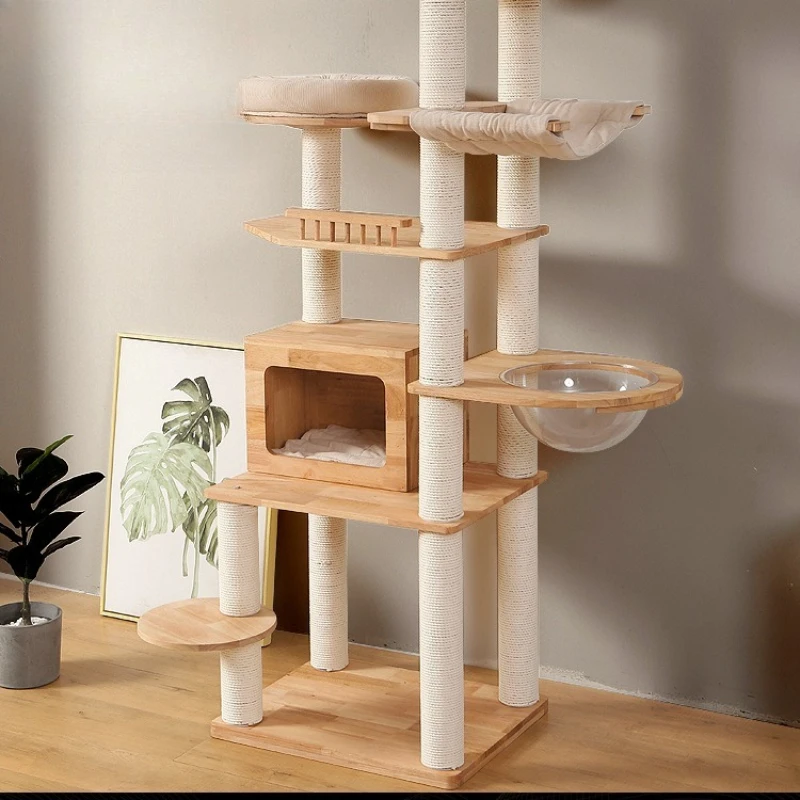 

Solid wood cat climbing frame Maine puppet large multi-layer space capsule Internet celebrity cat tree toy
