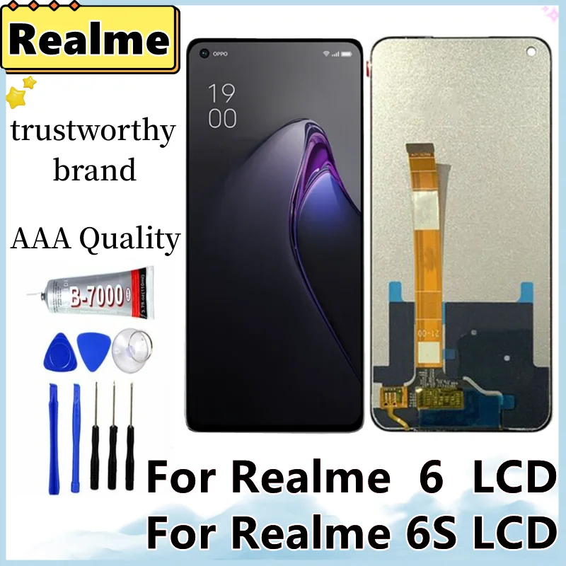

100% протестированный 6,5 "ЖК-дисплей для Realme 6 RMX2001, ЖК-дисплей, детали для замены для OPPO Realme 6S lcd RMX2002