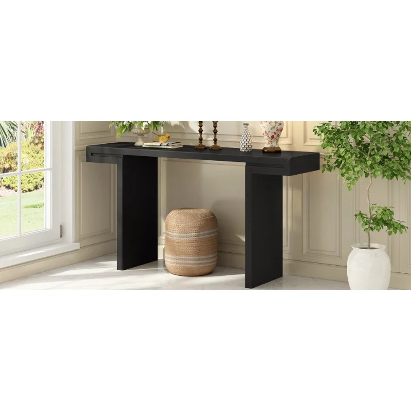 Black Modern Console Table for Entryway Living Room Narrow Sofa Table Simple Style Home Decor Furniture