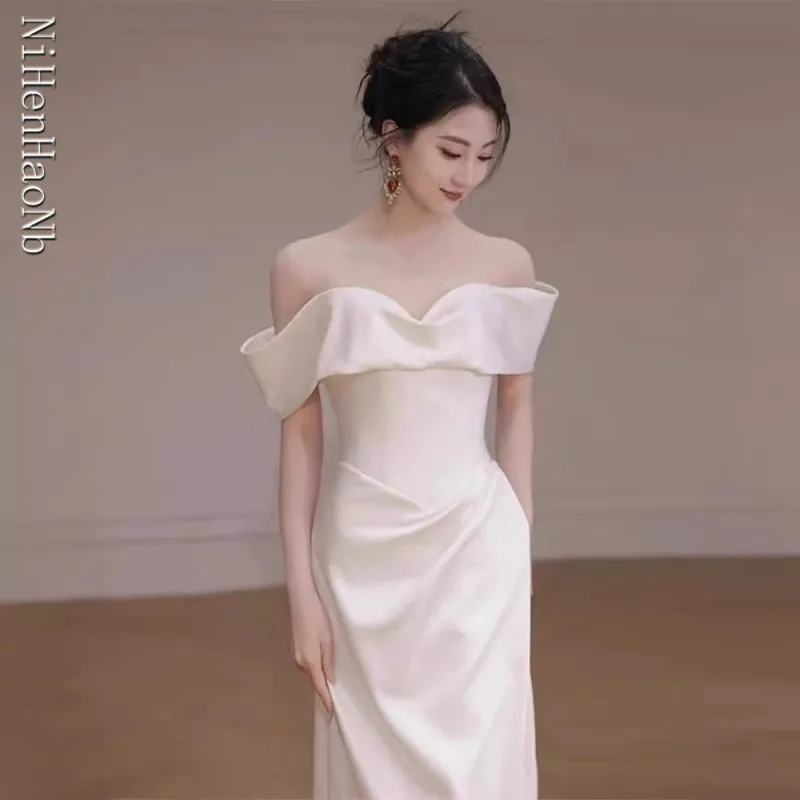 Vestidos De Noivas Satin Mermaid Wedding Dress Robe De Mariee Off the Shoulder Bridal Dress