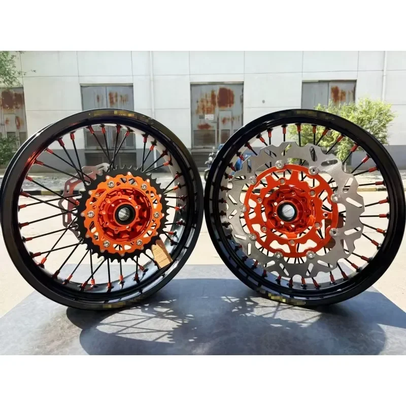 【2026 New Design】 Supermoto Wheels Fit EXC SXF 17 Inch Rims Set Compatible With EXC SXF 125 200 250 300 450 500 EXC SXF XC-F
