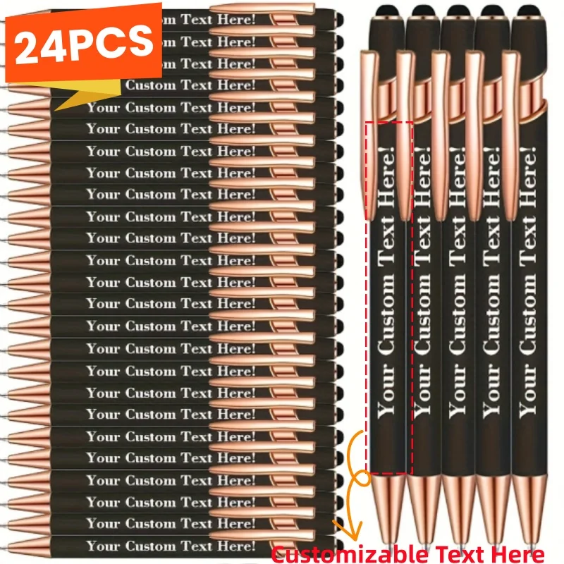 24PCS Personalized Custom Metal Ballpoint Pens with Touchscreen Tips for Smooth Writing, Suitable for School Office Supplies
