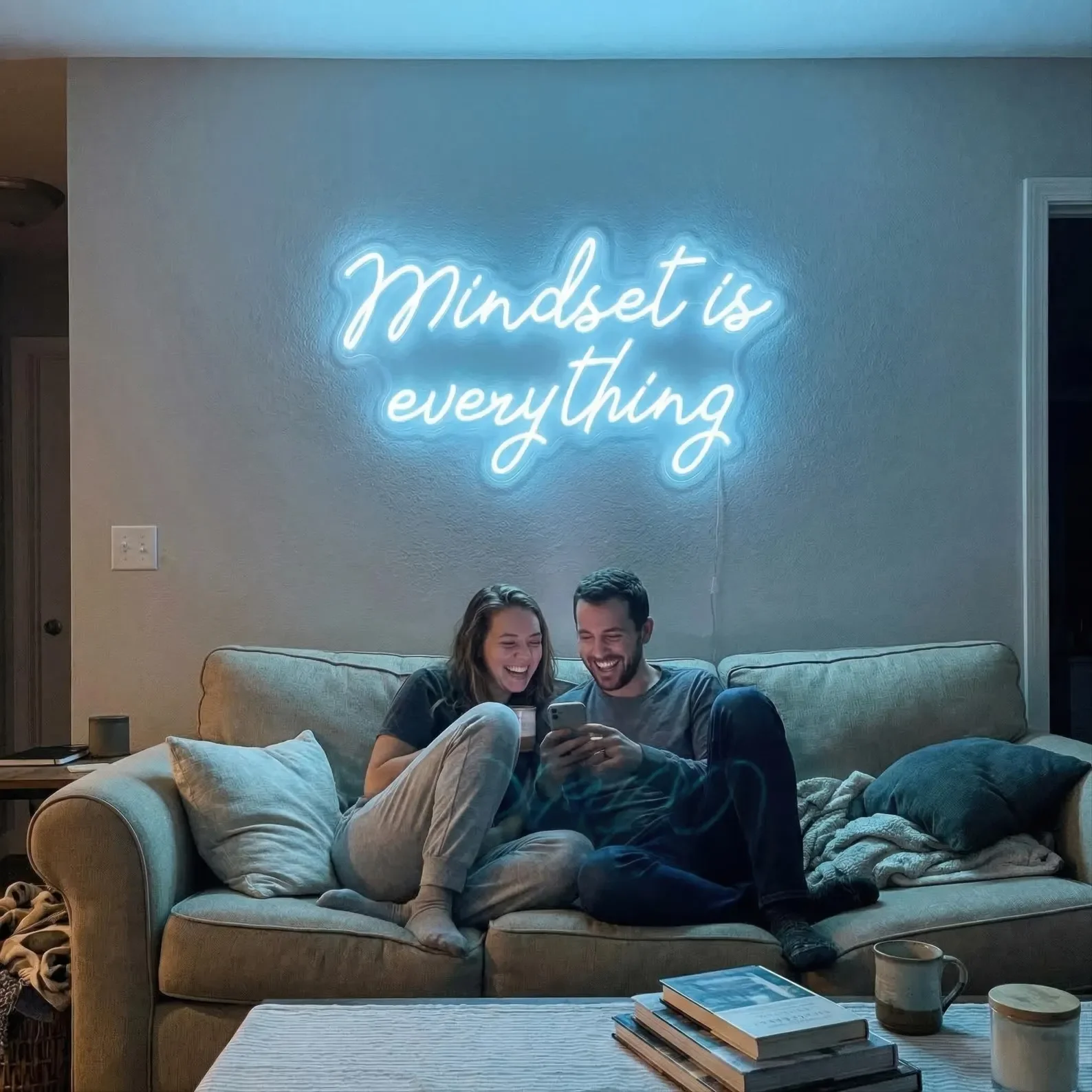 Mindset Is Everything Neon Sign,Home Office Decor,Motivational Quote Art,Entrepreneur Gift,Hustle Wall Art,Graduation Present