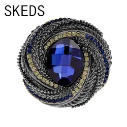 SKEDS Luxury Women Men Circular Rhinestone Badges Pins Fashion Unisex Vintage Crystal Brooches Banquet Party Corsage Accessories