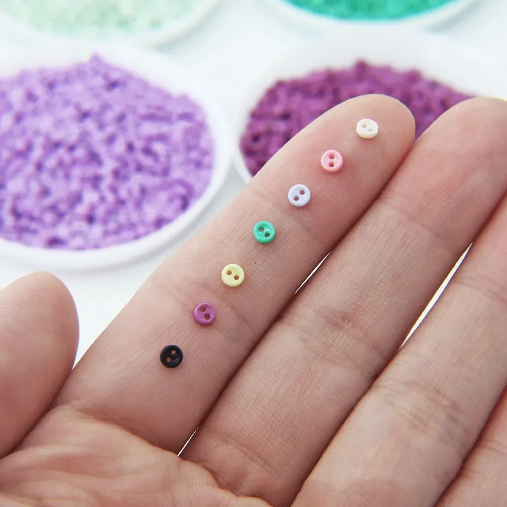 Mini Plastic Buttons for Dolls and Soft Toys Clothes, Assorted Colours and Designs, 3mm, 4mm, 5mm, 6mm, 100Pcs