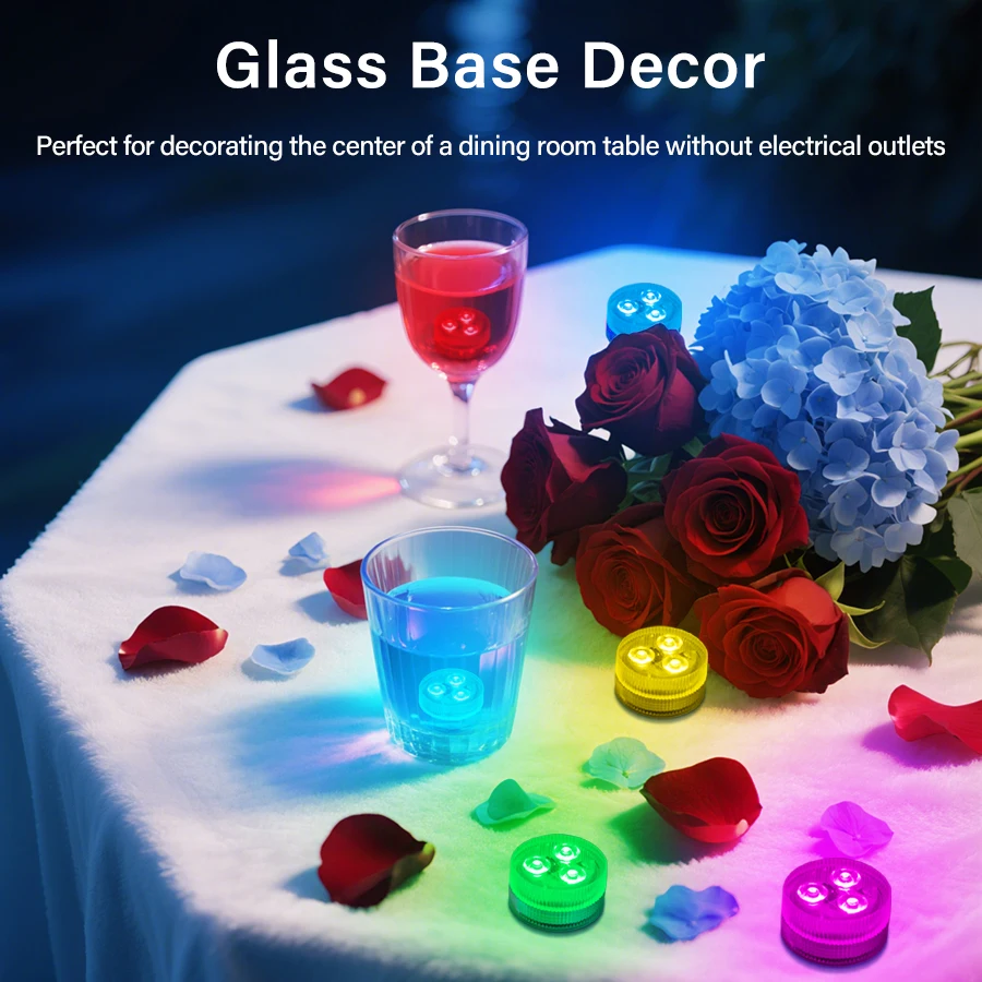 Submersible LED Night Lights Remote Control RGB Tea Underwater Light Battery Powered for Party Vase Fish Tank Room Decoration