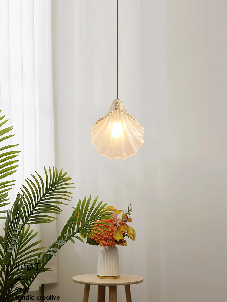 

French retro bedroom bedside chandelier modern simple Nordic ins light luxury bay window bar small chandelier