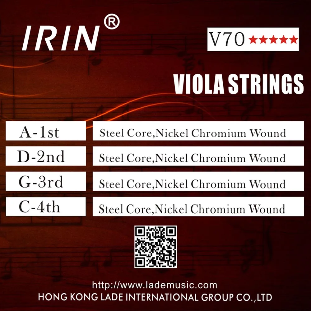 IRIN V70 Viola Strings Stainless Steel Wire Nickel Silver String For 4/4 3/4 1/2 1/4 Viola String Instrument Parts Accessories