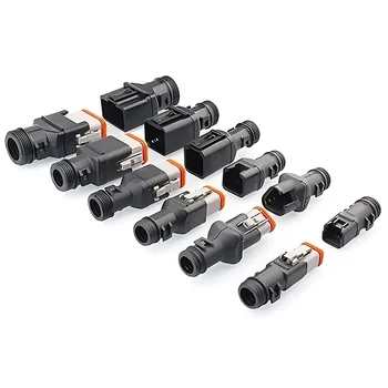 10/50 sets DT car connector tail clip, 2-12P male female tail clip with protective sleeve and corrugated pipe fixed harness clip