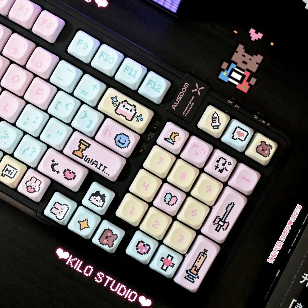 Cute Pixel Little Treasure Keycap Theme Original Factory High PBT Material Thermal Sublimation Gaming Mechanical Keyboard Keycap