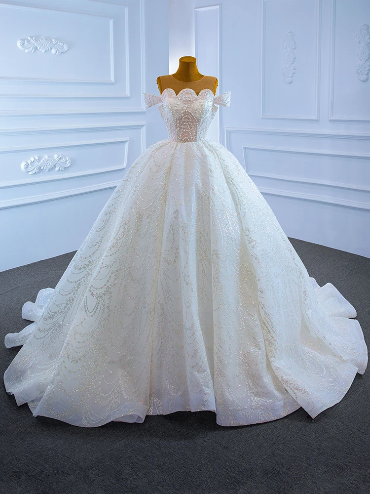 Aseoase – robe de mariée en Tulle, épaules dénudées, bouffante, perles, arabe, dubaï, Photo réelle