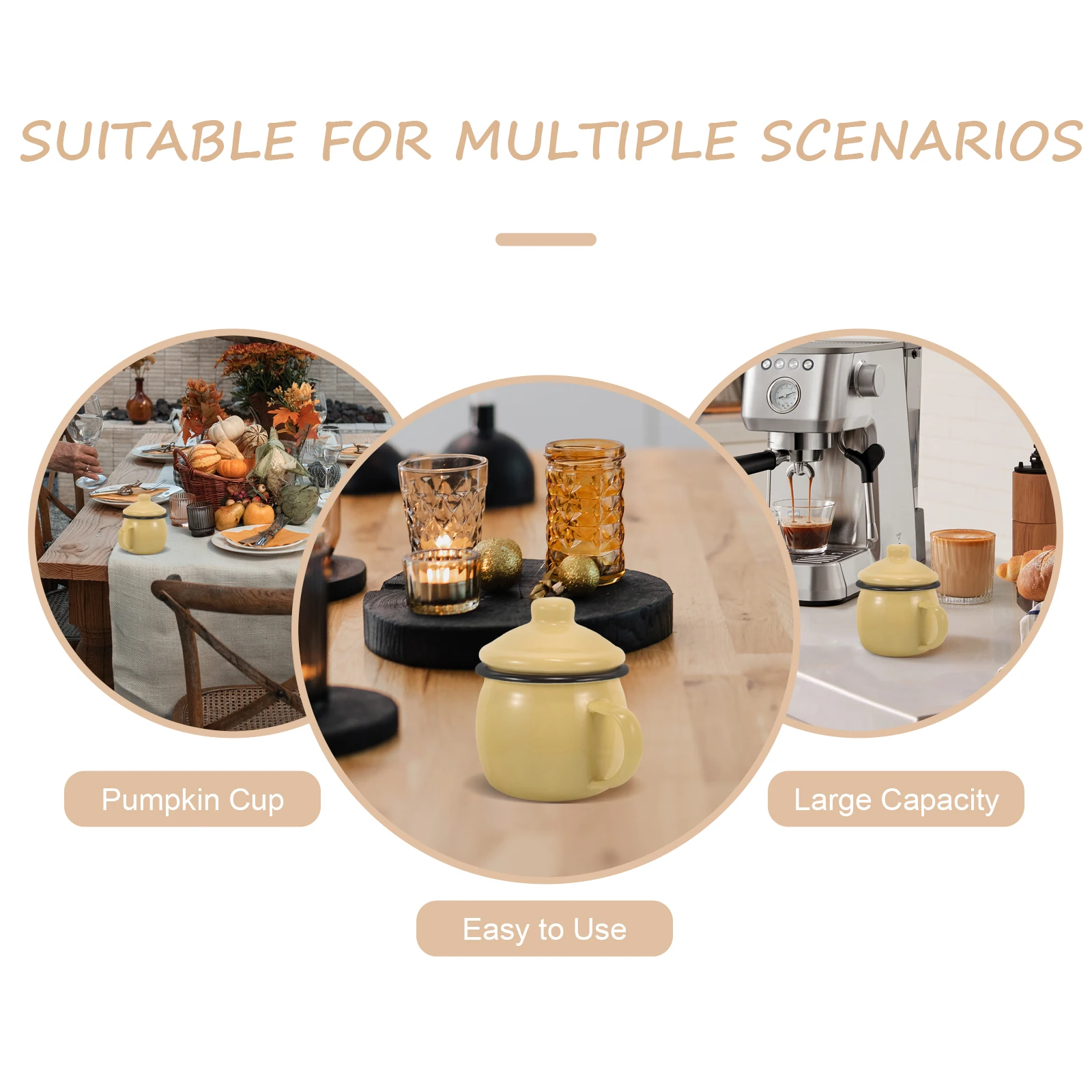 

Ceramic Pumpkin Cup Enamel Mugs Coffee Tea Juice Reliable Water Camping Travel Vintage Kitchen Bar Practical Gift Idea