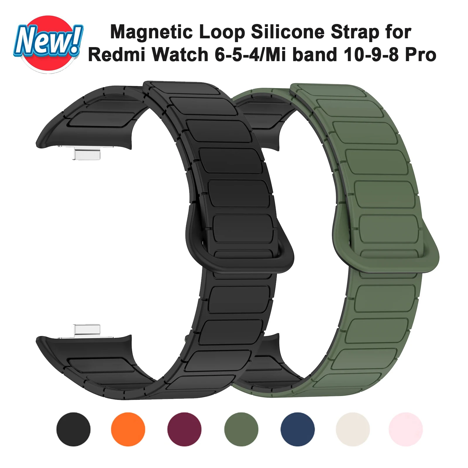 Magnetic Loop Silicone Strap for Redmi Watch 6-5-4 Smart Watch Watchband Accessories for Mi Band 9 Pro-8Pro Sport Strap Bracelet