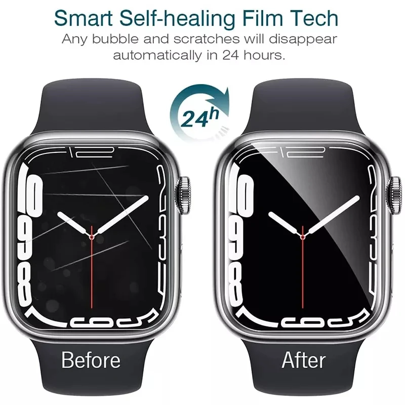 Protective Hydrogel Film on Apple Watch Ultra 49mm 8 7 45mm 41mm SE 6 5 4 44mm 40mm 3 2 1 42mm 38mm Screen Protector Foil Guard