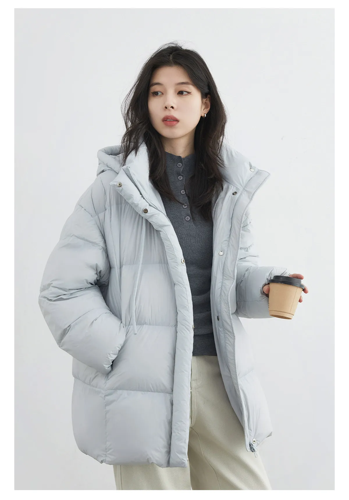 CHIC VEN New Women Down Jacket Solid Loose Casual Hooded Ladies Down Jacket for Woman 90 White Duck Down Coat Autumn Winter 2025