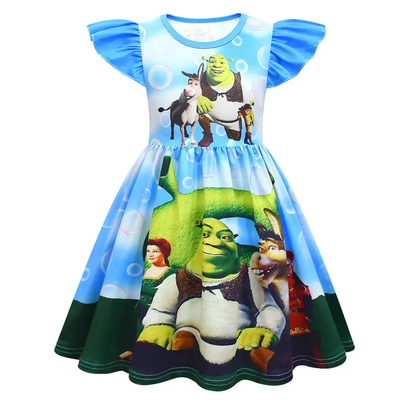 

zz04zz12СукняShreks, детские платья с принтом Фионы, повседневная одежда принцессы с героями мультфильмов для девочек, карнавальная вечеринка на день рождения, Co