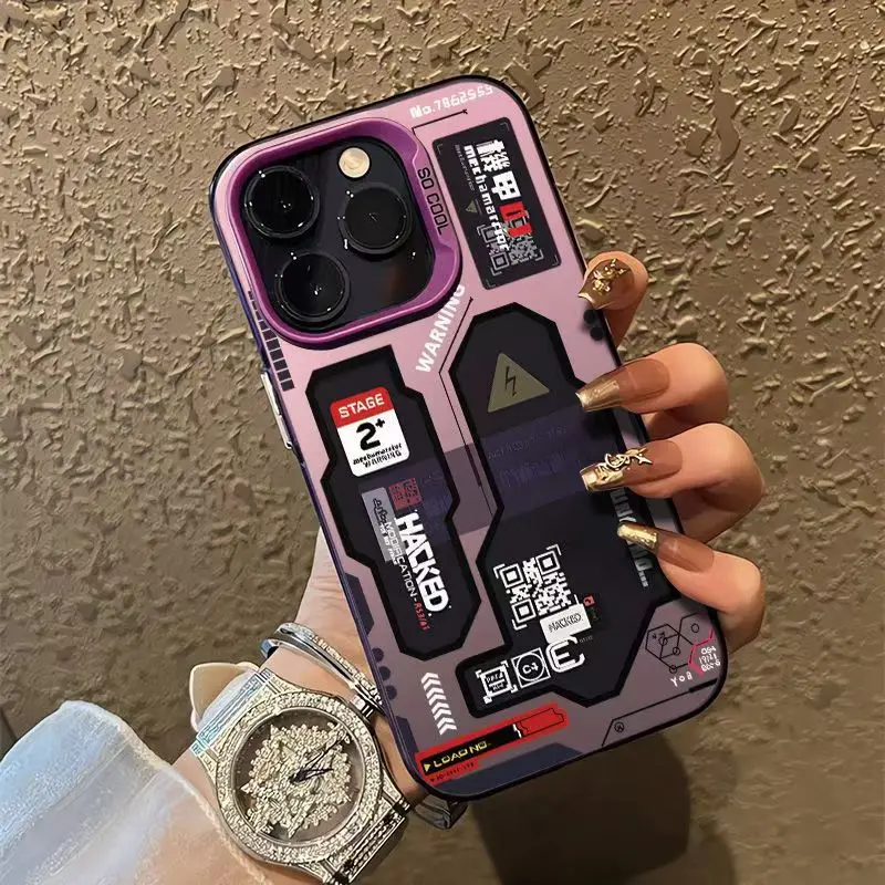 メカニカルなメカスタイルのiPhoneケース（iPhone 17、16、15、14、13、12、11 Pro Max、XR、XS MAX、7、8 PLUS、MINI、Air対応）INS風ラグジュアリーマットカバー