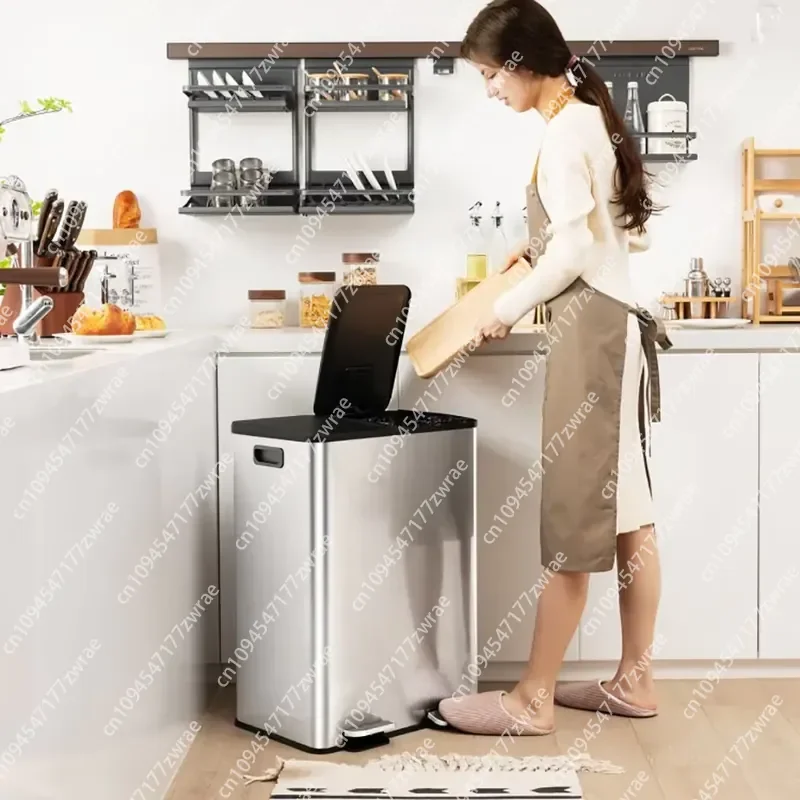 Dual Compartment Kitchen Waste Bin 2 X 8 Gal Trash Can