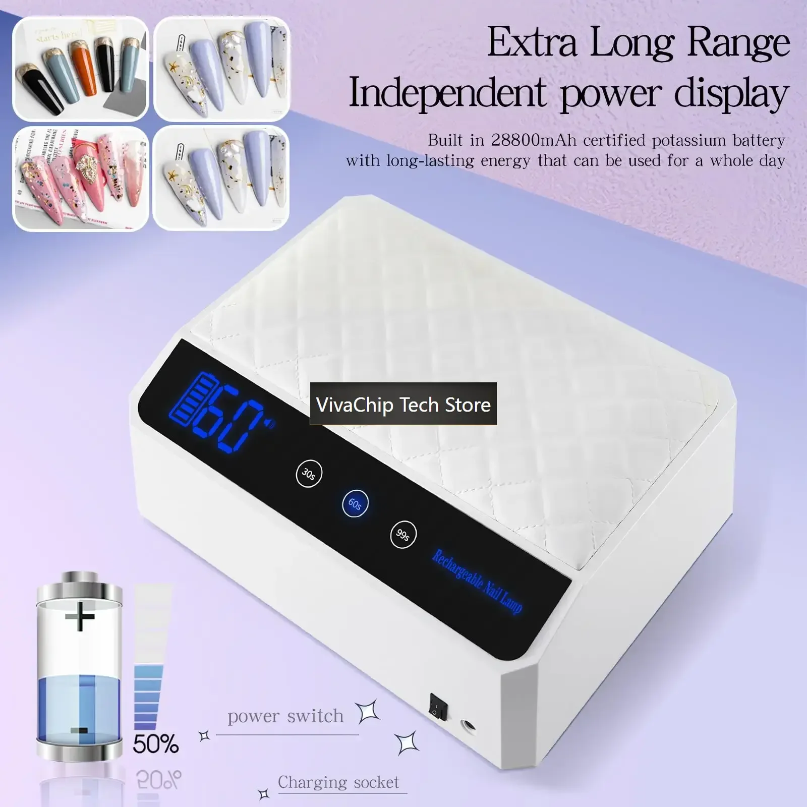 VivaCT69 LEDs UV Nail Lamp Rechargeable Cordless Nail Dryer With 178W Professional UV Light Cabin For Nails Manicure Lamp Nail A