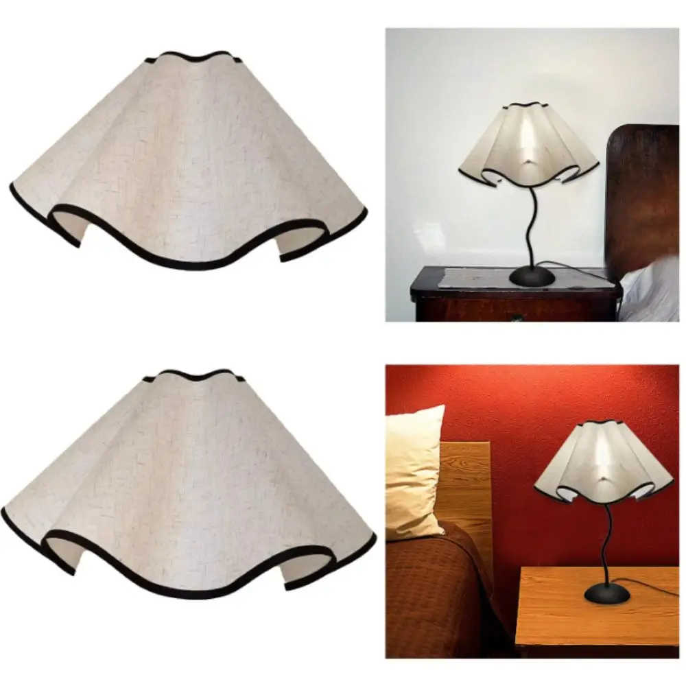 Fashion Linen Fabric Petal Table Lamp Shade Handmade Flower Pattern Table Lamp Shade Retro Elegant Desk Light Shade Bedroom