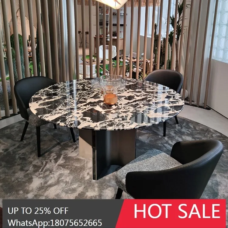 

SGF Marble Round Dining Table Villa Negotiation Project Large Board Dining Table