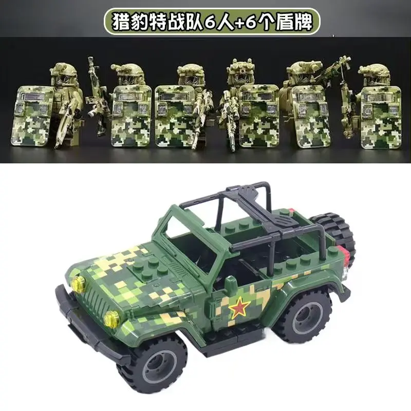 Militärische Geister-Spezialeinheiten, zusammengebaute Modellautos, zusammengebaute Offroad-Jeep-Spielzeuge, Hummer-Autos, beliebte Militär-Bausteine