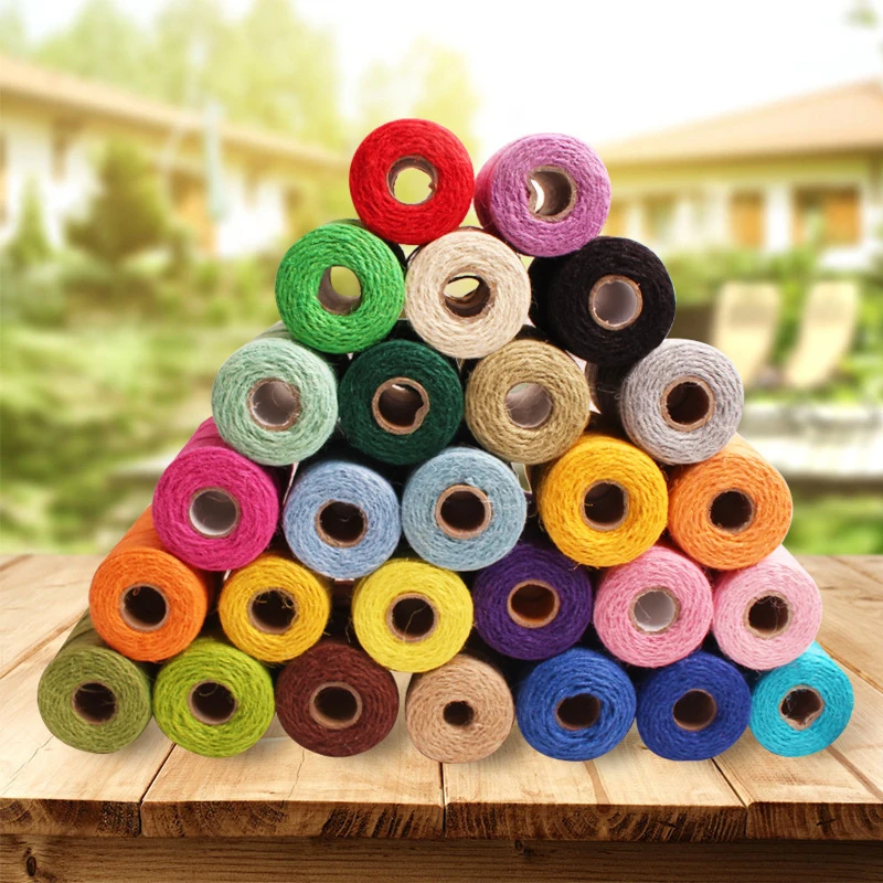 2mm*100m Solid Color Natural Jute Twine DIY Craft String Gift Box Packing Garment Hang Tag Rope