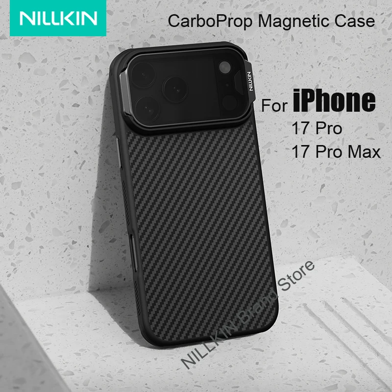 

Чехол NILLKIN для iPhone 17 Pro Max MagSafe, магнитный чехол из арамидного волокна с держателем для телефона, чехол для камеры для iPhone17 Pro